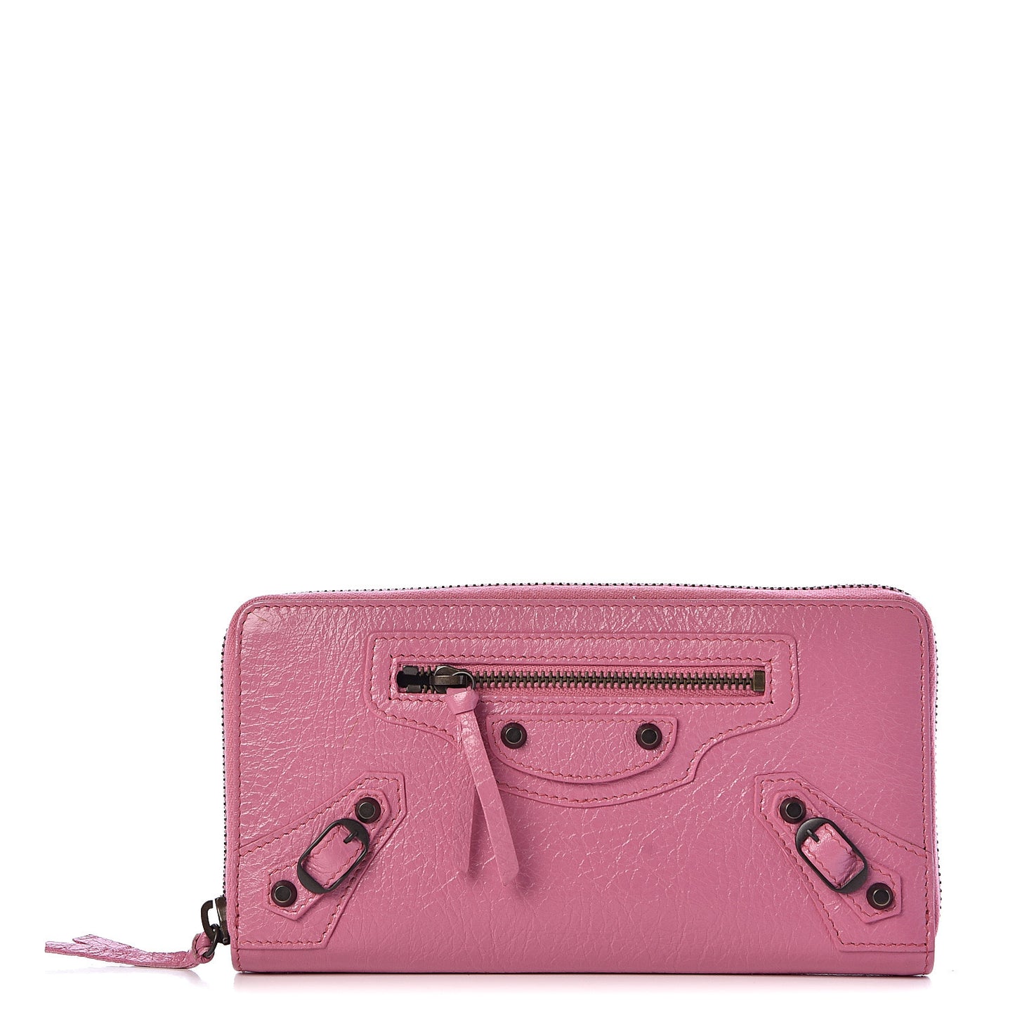 Agneau Classic Hardware Continental Zip Around Wallet Rose Guimauve