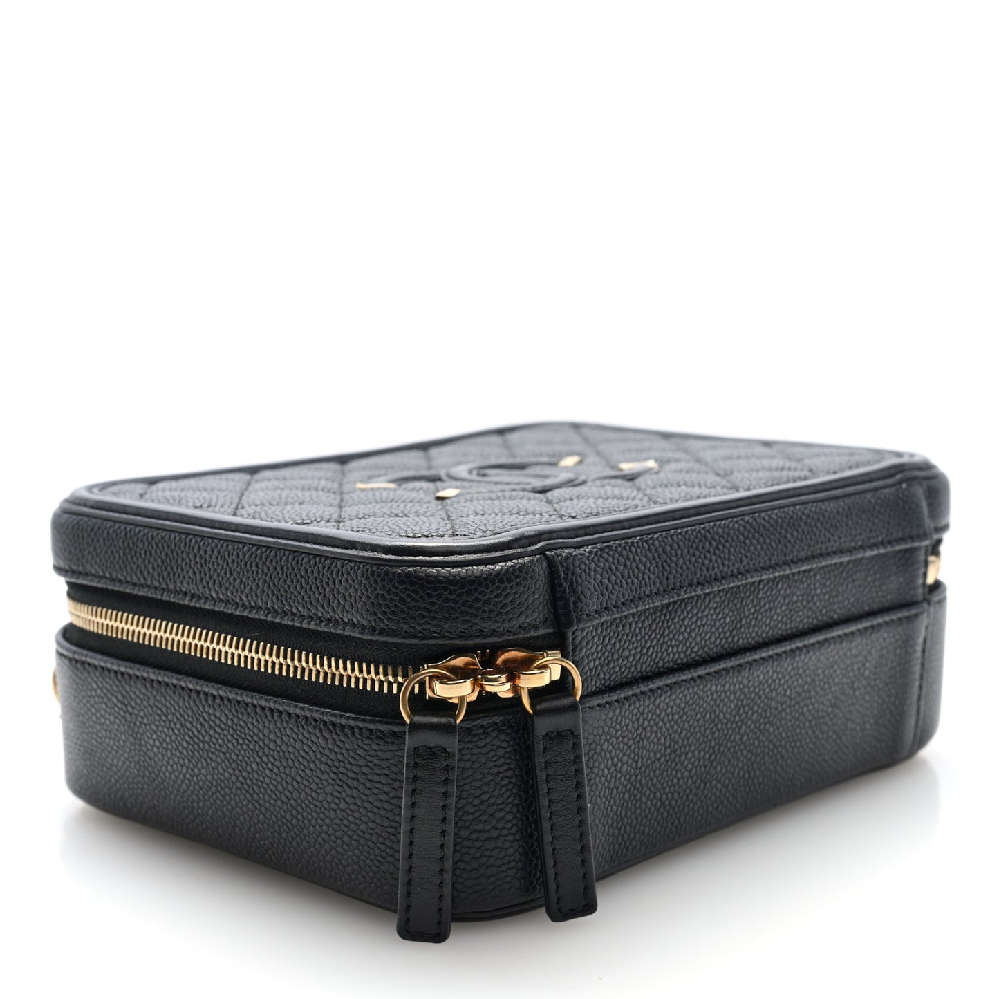 Caviar Quilted Medium CC Filigree Vanity Case Black