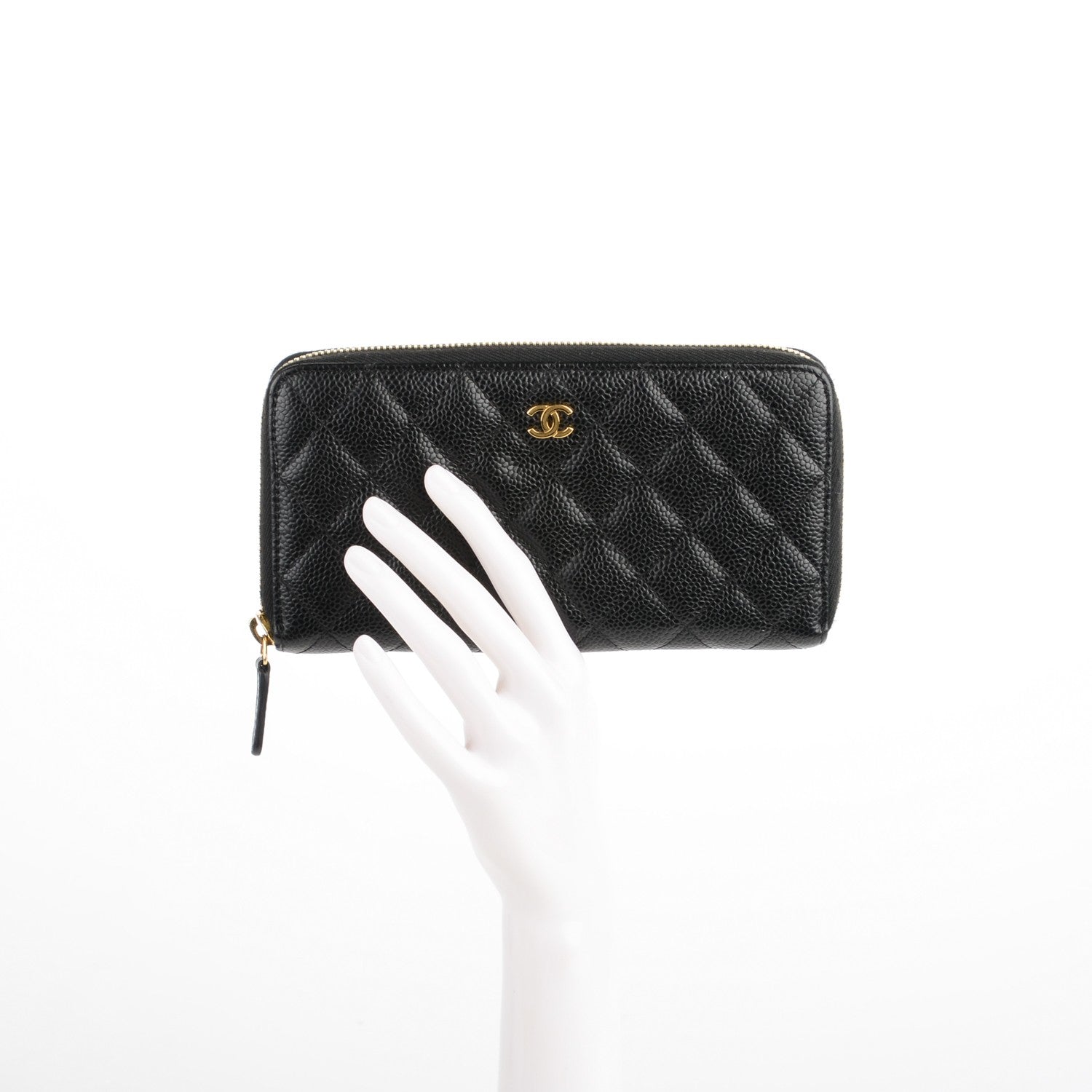 Chanel Caviar Quilted Large Gusset Zip Around Wallet Black 2 of 8