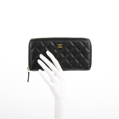 Chanel Caviar Quilted Large Gusset Zip Around Wallet Black 2 of 8