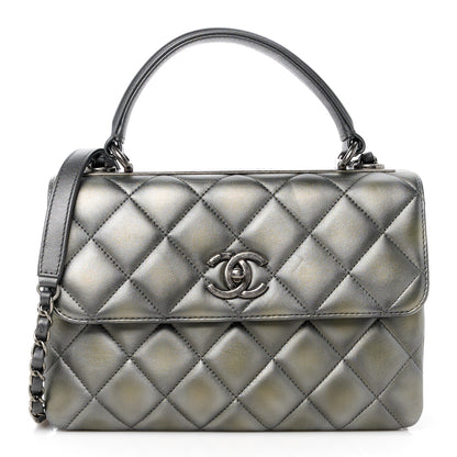 Chanel Metallic Faded Calfskin Quilted Small Trendy CC Dual Handle Flap Bag Silver Gold 1 of 15