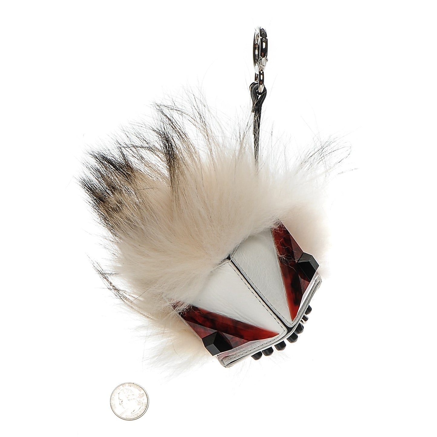 Vitello Flamingo Fox Fur Flurry Monster Bag Bug Cube Charm White