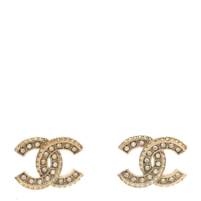Chanel Crystal Timeless CC Earrings Light Gold 1 of 5