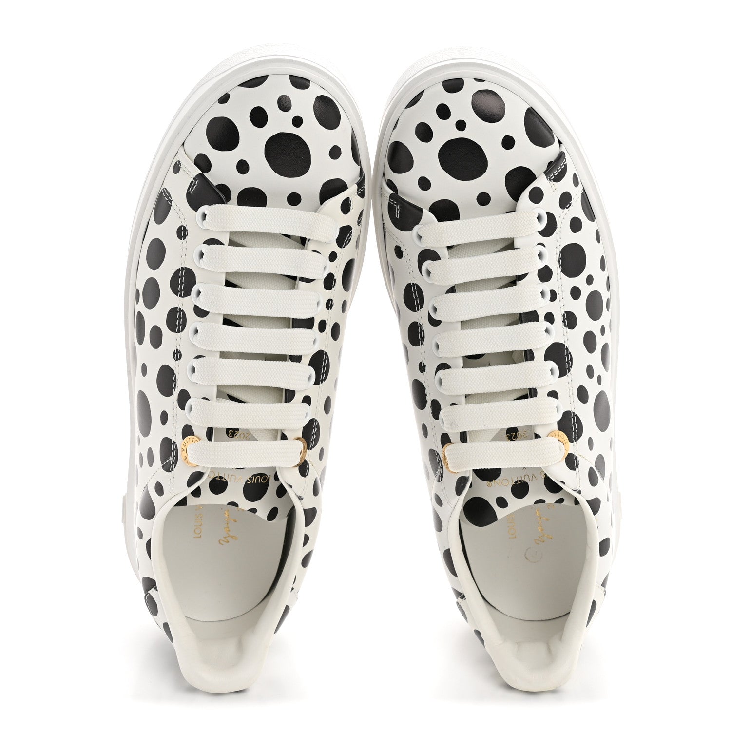 Louis Vuitton LV X YK Calfskin Printed Infinity Dots Time Out Sneakers 38 White 2 of 10