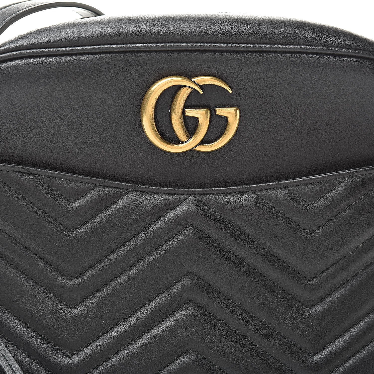 Gucci Calfskin Matelasse Medium GG Marmont Chain Shoulder Bag Black 8 of 11