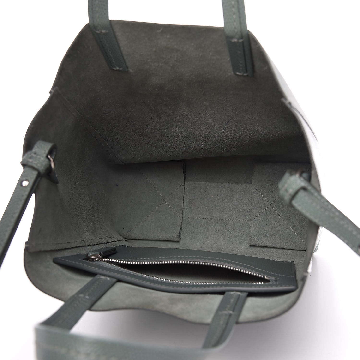 Celine Grained Calfskin Small Vertical Cabas Green 5 of 9