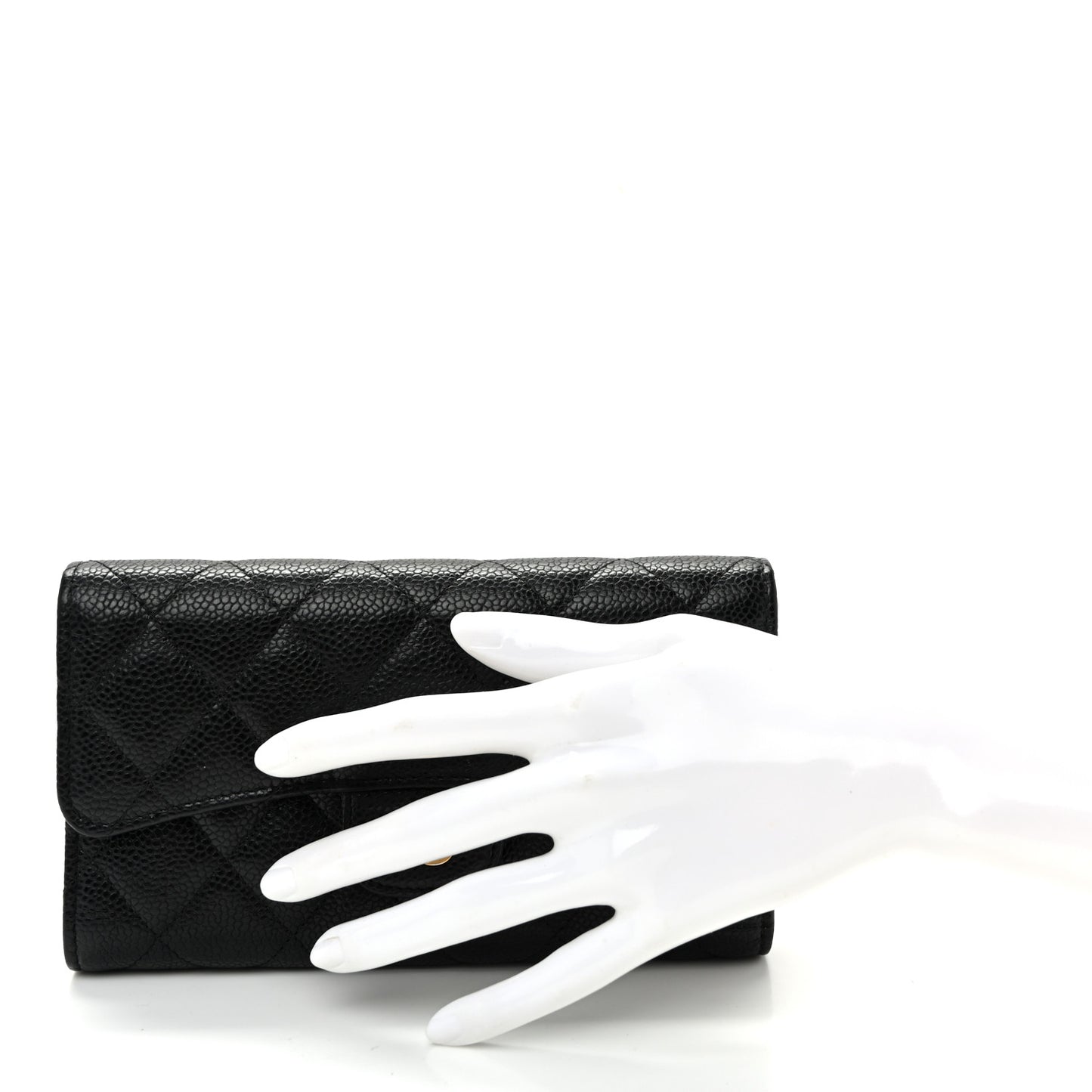 Caviar Quilted Large Flap Wallet Black