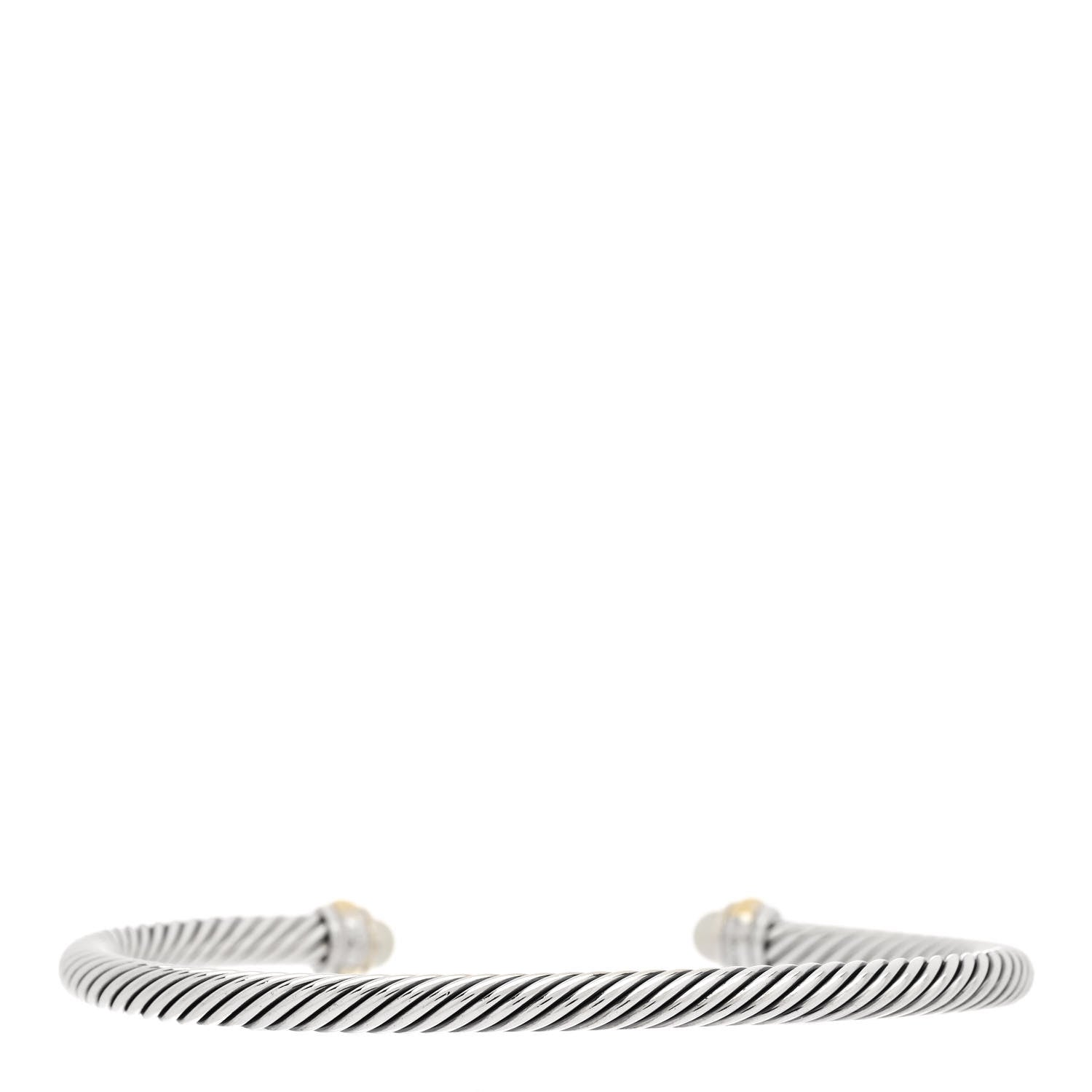 David Yurman Sterling Silver 18K Yellow Gold Pearl 4mm Cable Classics Bracelet 2 of 5