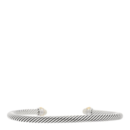 David Yurman Sterling Silver 18K Yellow Gold Pearl 4mm Cable Classics Bracelet 2 of 5