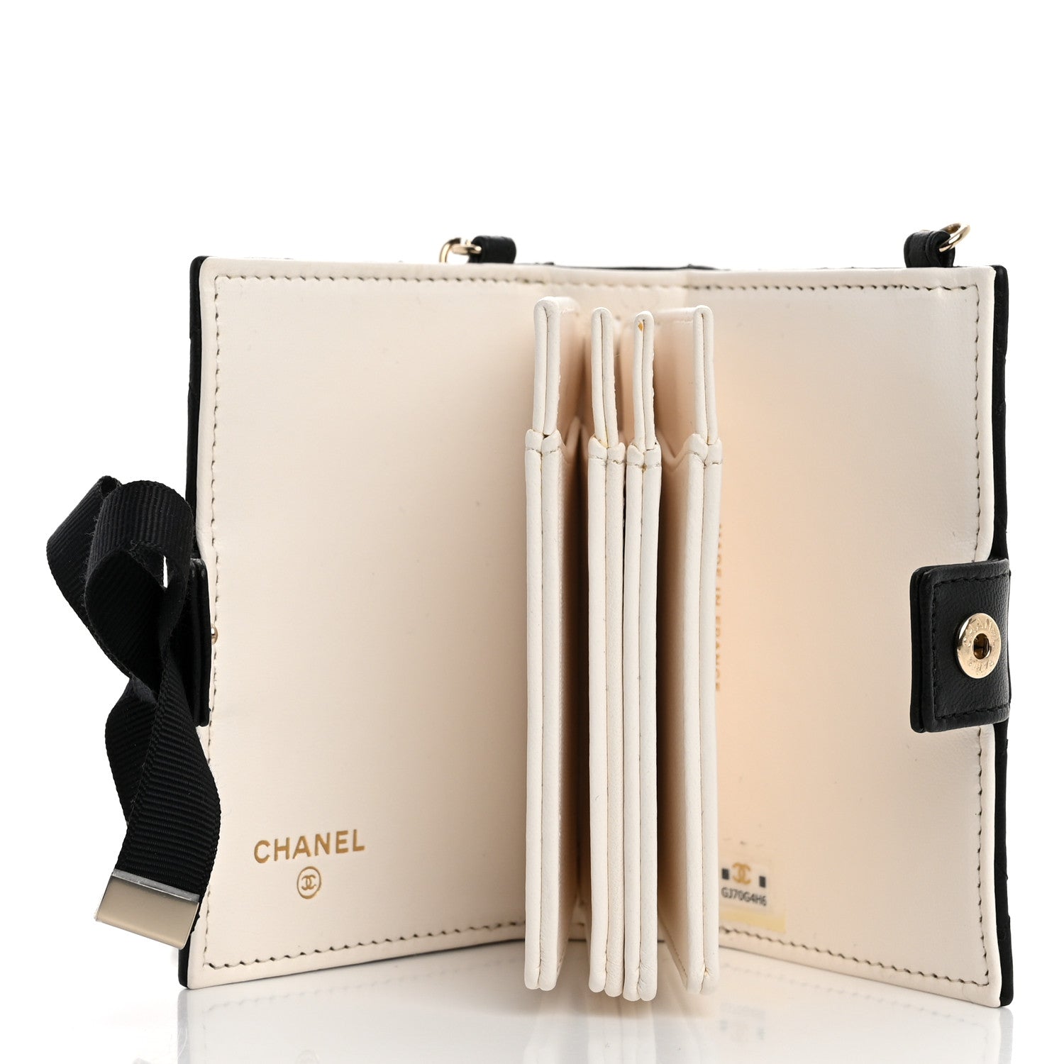 Chanel Lambskin Quilted Book Card Holder on Chain Black 5 of 14