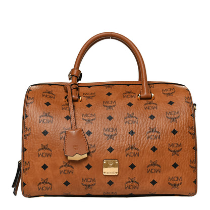 MCM Visetos Medium Boston Bag Cognac 1 of 10