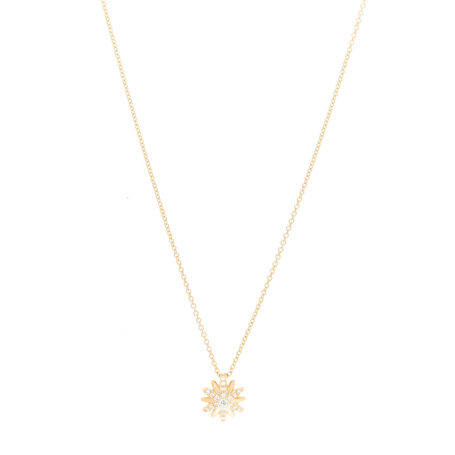 18K Yellow Gold Diamond Petite Starburst Pendant Necklace