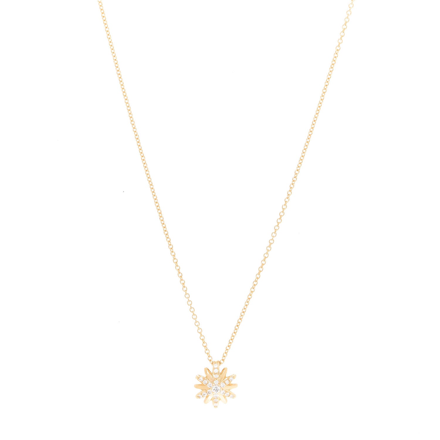 David Yurman 18K Yellow Gold Diamond Petite Starburst Pendant Necklace 1 of 4