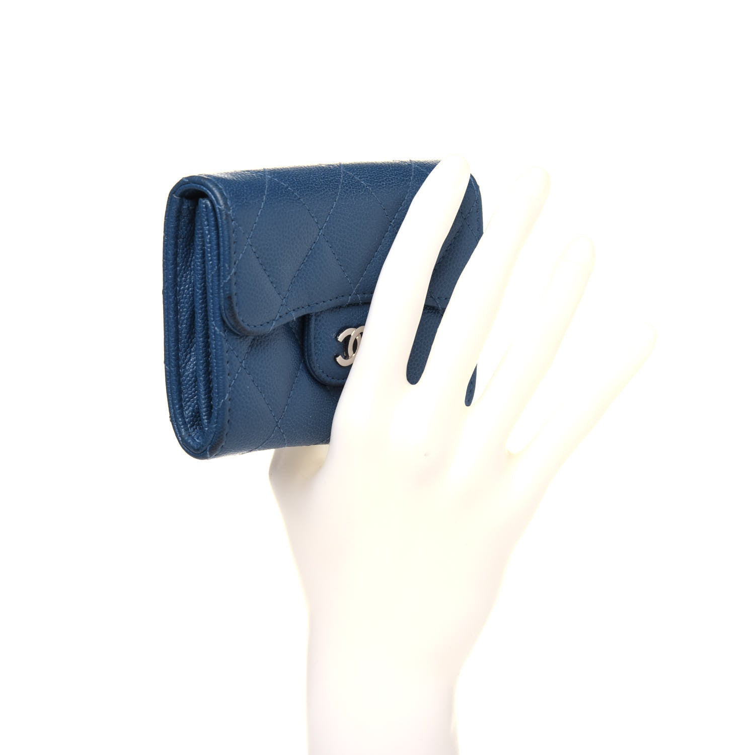 Chanel Caviar Quilted Flap Card Holder Wallet Navy 2 of 13