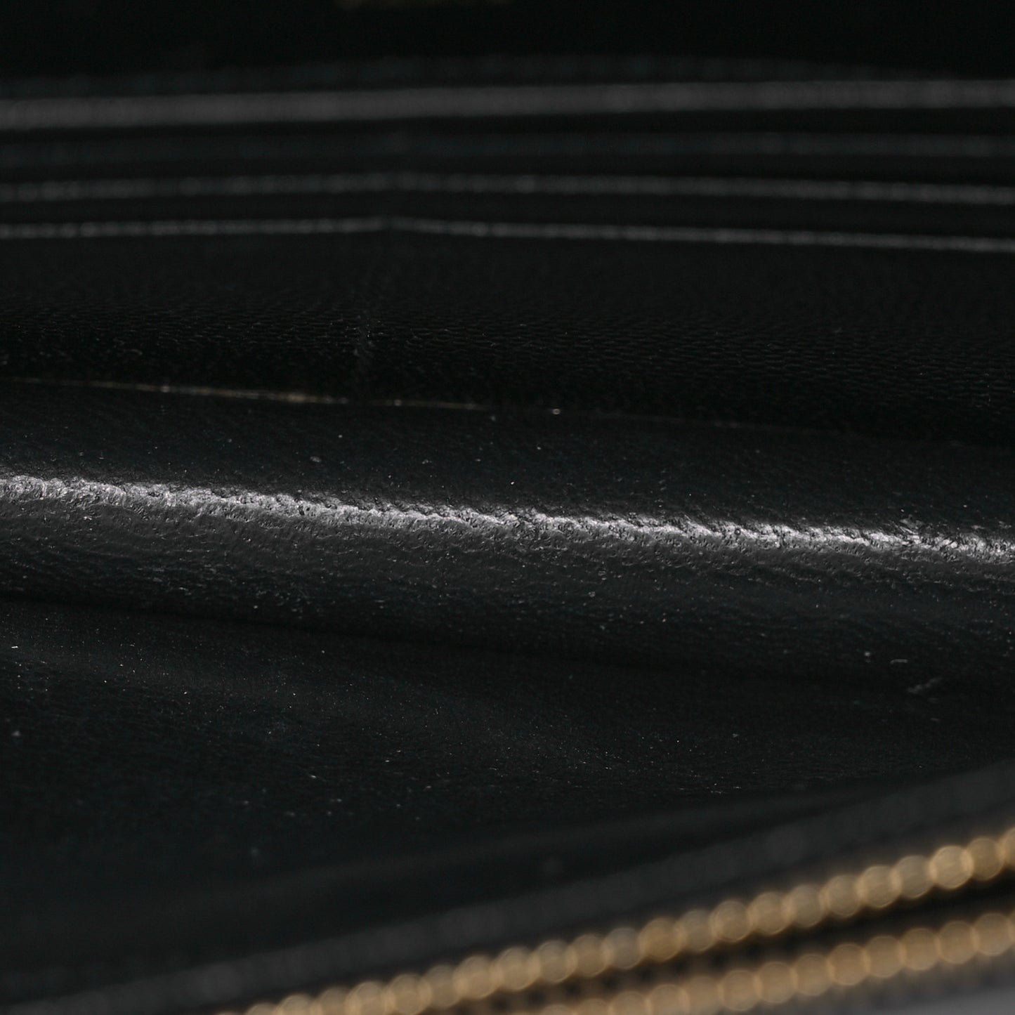 Grain De Poudre Matelasse Chevron Monogram Envelope Chain Wallet Black