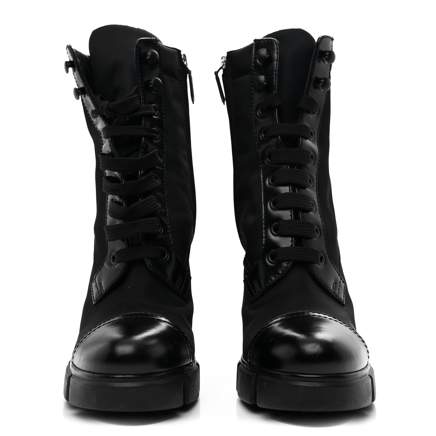 Prada Vitello Montana Re-Nylon Metal Triangle Logo 110mm Ankle Boots 36.5 Black 3 of 9