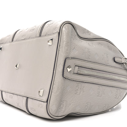 MCM Calfskin Ottomar Monogram Essential Boston Bag Dove 9 of 9