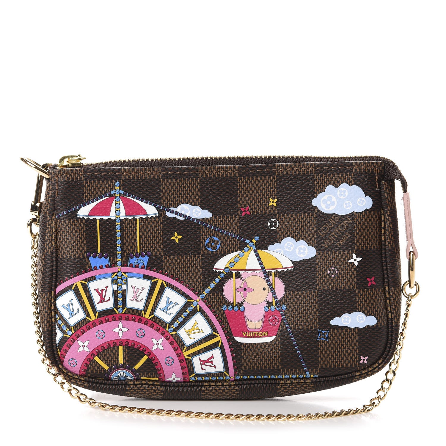 Louis Vuitton Damier Ebene 2020 Christmas Animation Big Wheel Mini Pochette Accessories Rose Ballerine 1 of 8