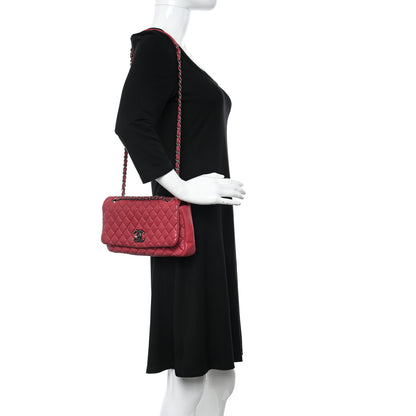 Chanel Iridescent Calfskin Small New Bubble Quilt Flap Fuchsia 2 of 12