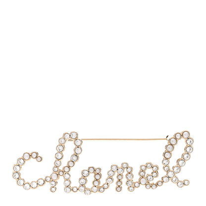 Chanel Metal Glass Swirling Pearls Brooch Pin Gold 1 of 5