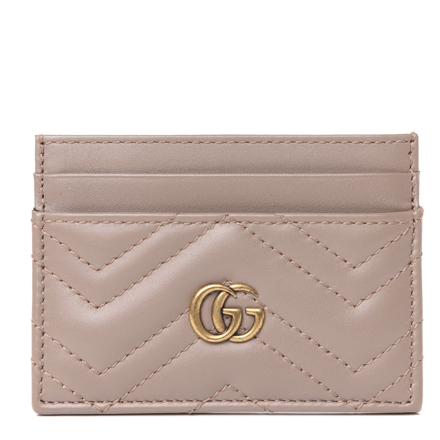 Gucci Calfskin Matelasse GG Marmont Card Holder Porcelain Rose 1 of 7