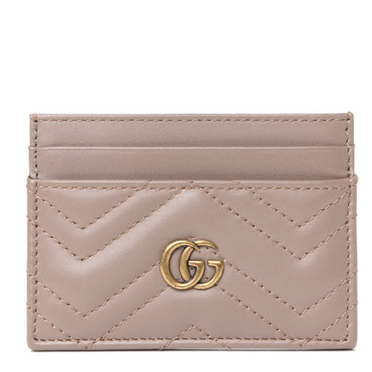 Gucci Calfskin Matelasse GG Marmont Card Holder Porcelain Rose 1 of 7