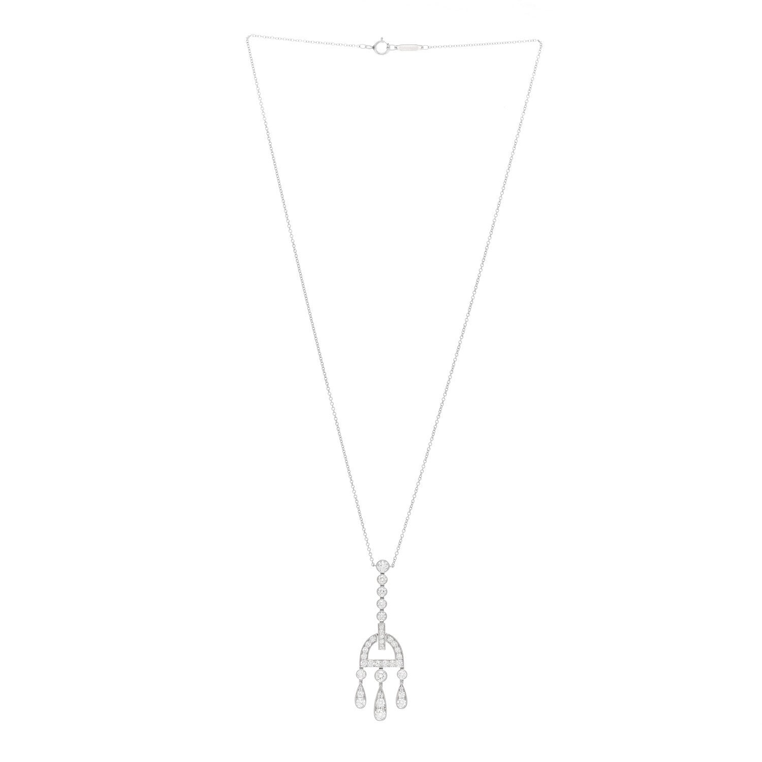 Tiffany Platinum Diamond Jazz Buckle Pendant Necklace 3 of 5