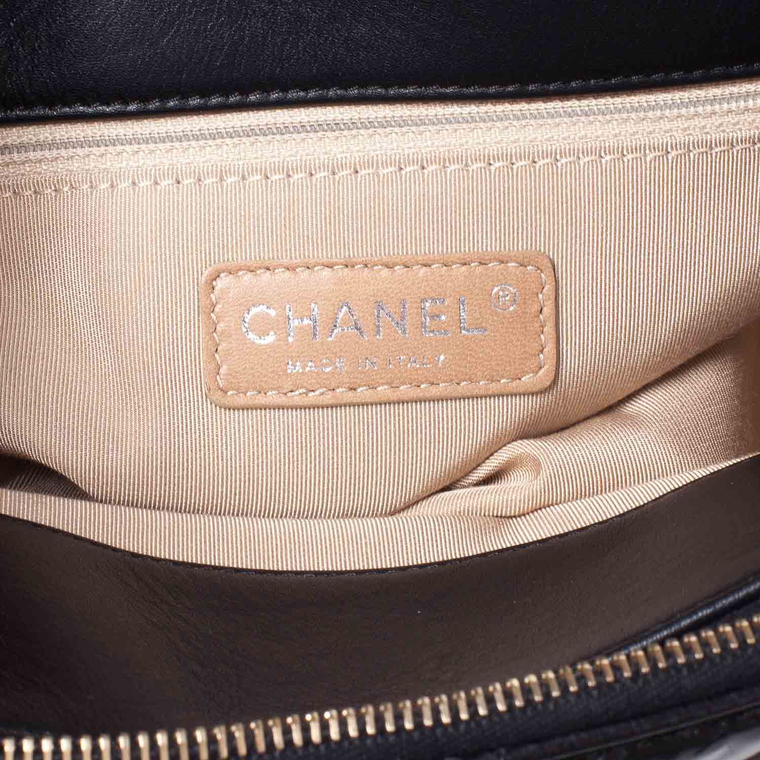 Chanel Glazed Calfskin Mademoiselle Zip Shopping Tote Black 12 of 20