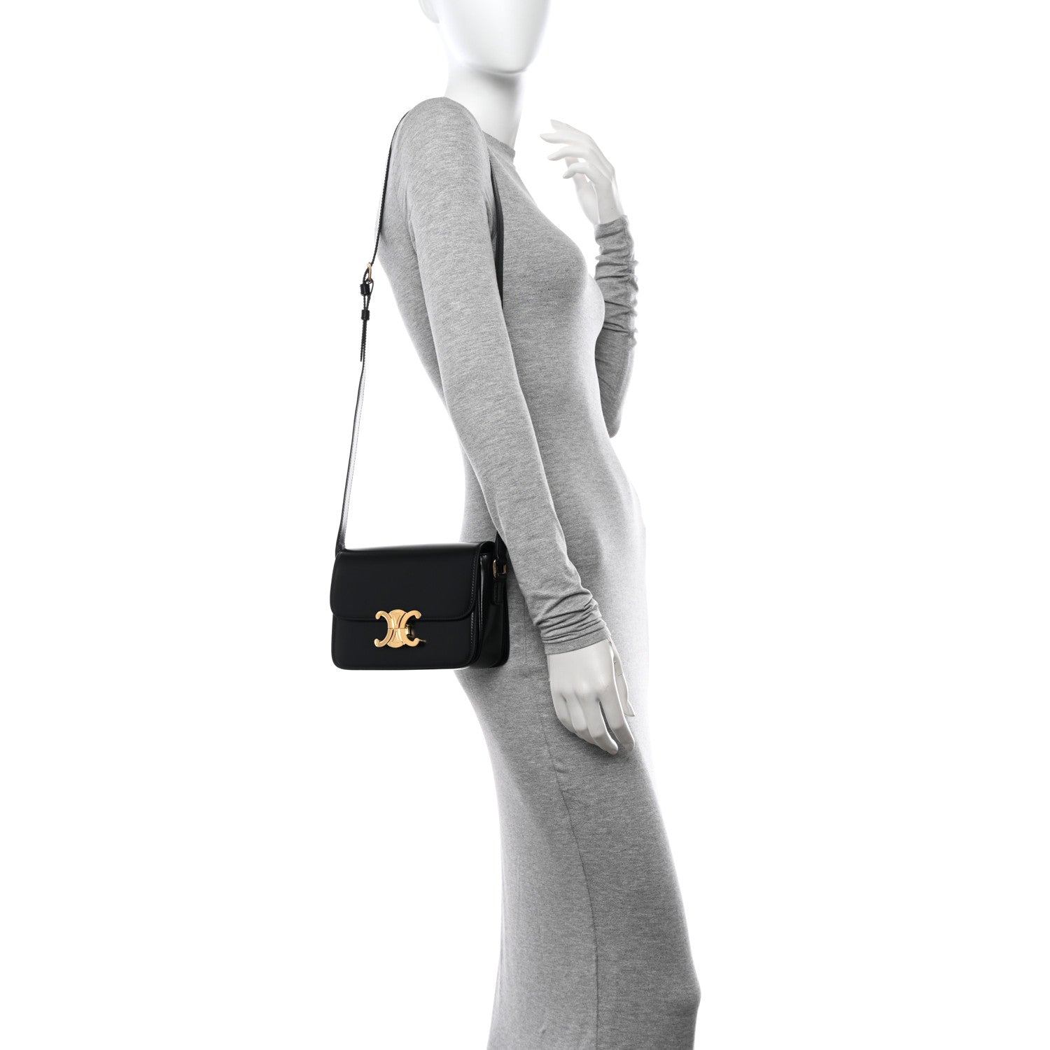 Celine Shiny Calfskin Teen Triomphe Black 2 of 10