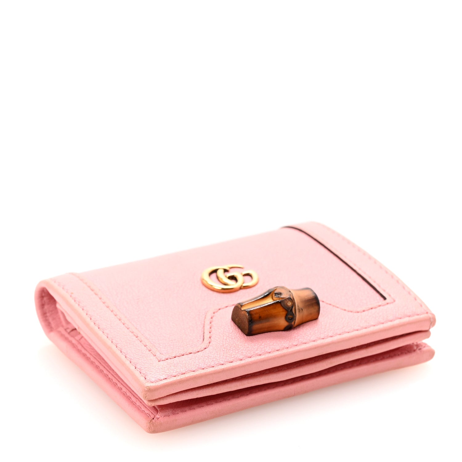 Gucci Wonka Grain Calfskin Diana Card Case Wallet Wild Rose 4 of 7