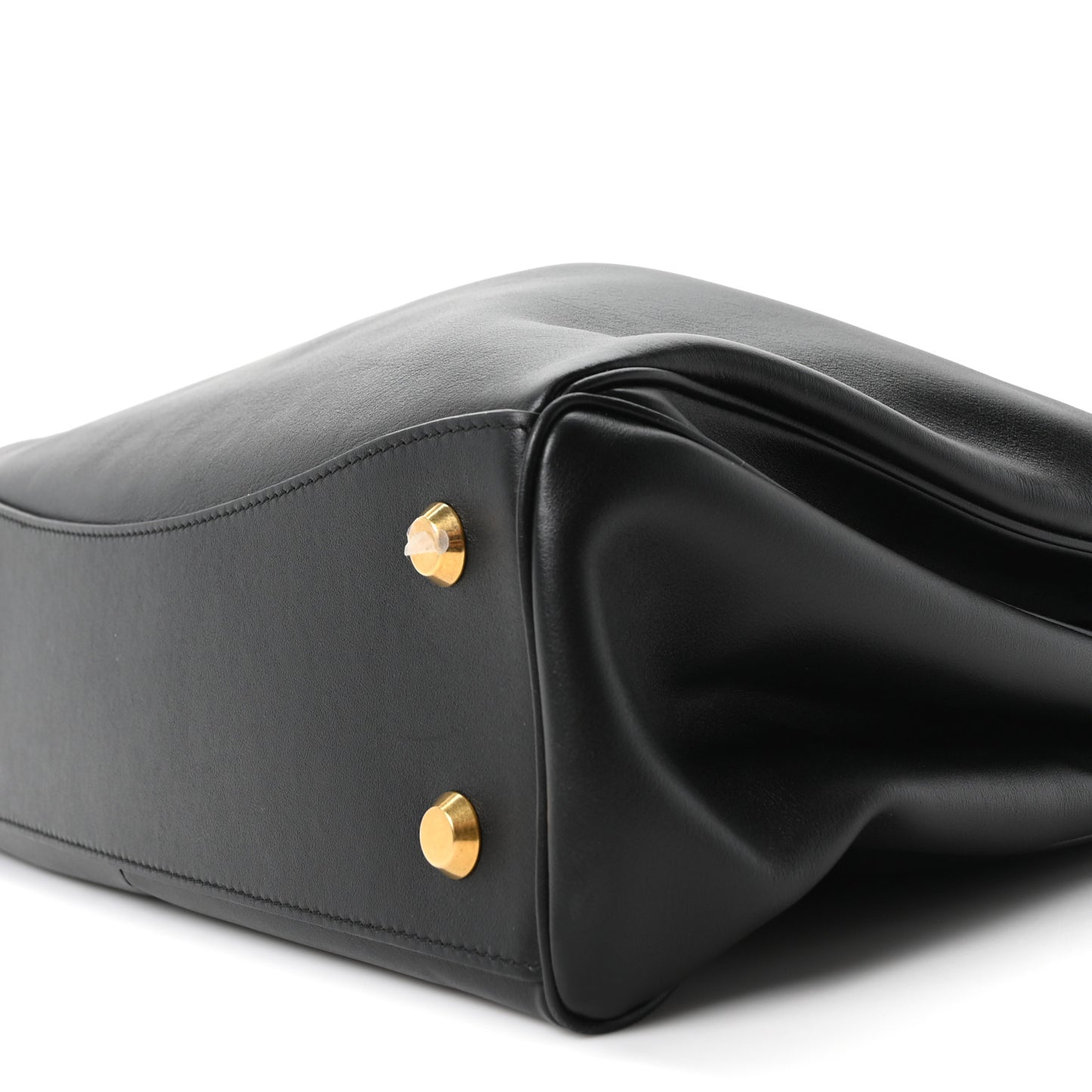 Natural Smooth Calfskin Medium Rodeo Top Handle Handbag Black