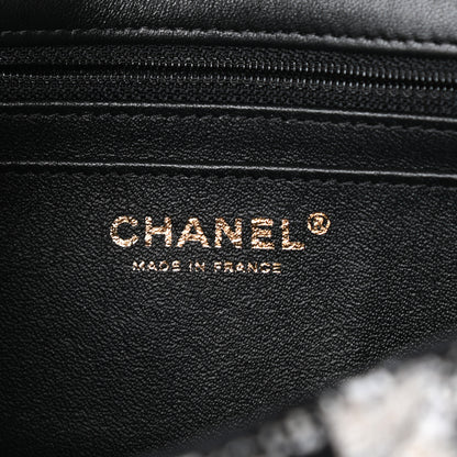 Chanel Tweed Quilted Mini Rectangular Flap Black Ecru White 6 of 10
