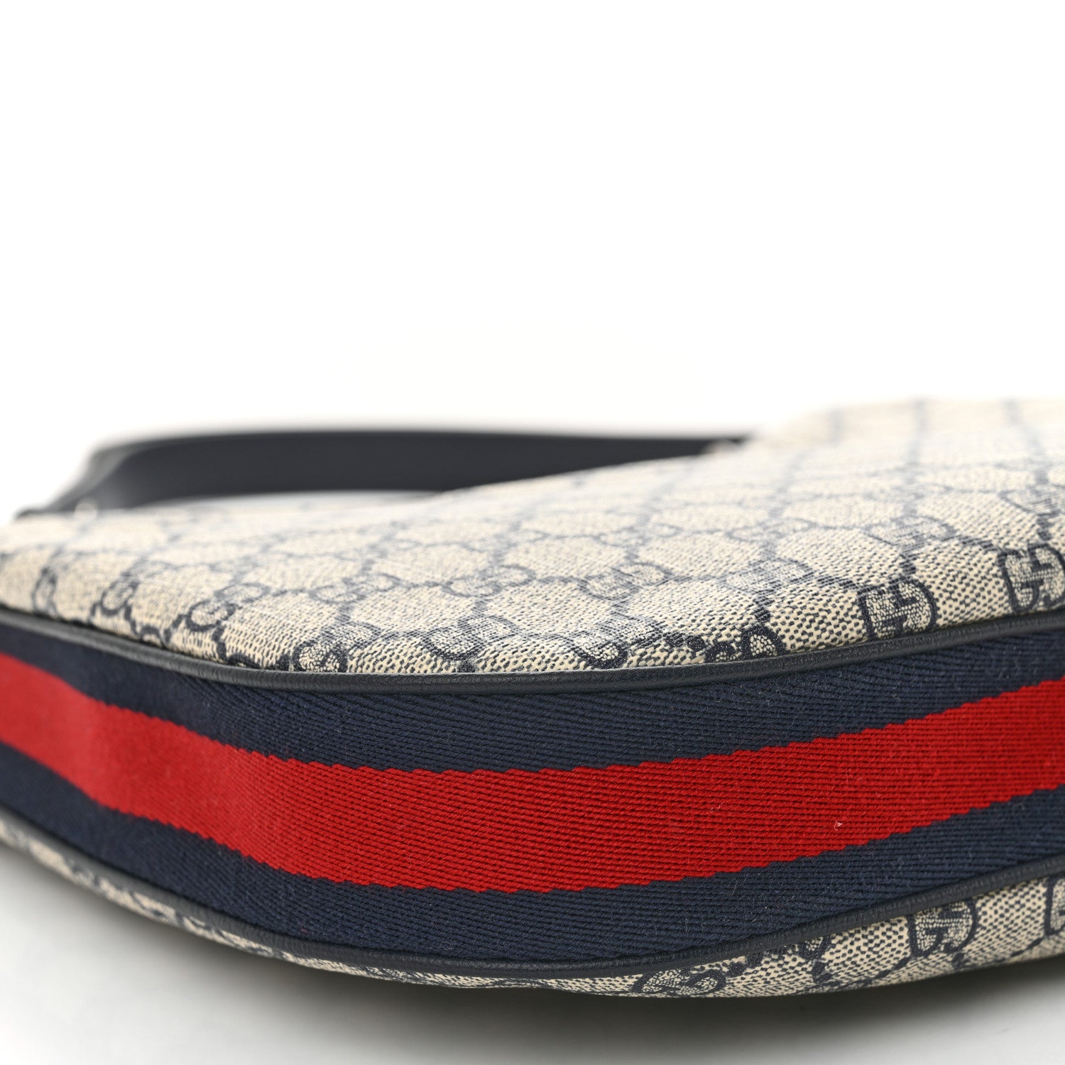 Gucci GG Supreme Monogram Textured Calfskin Web Large Attache Shoulder Bag Beige Blue 9 of 10