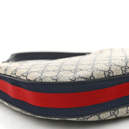 Gucci GG Supreme Monogram Textured Calfskin Web Large Attache Shoulder Bag Beige Blue 9 of 10