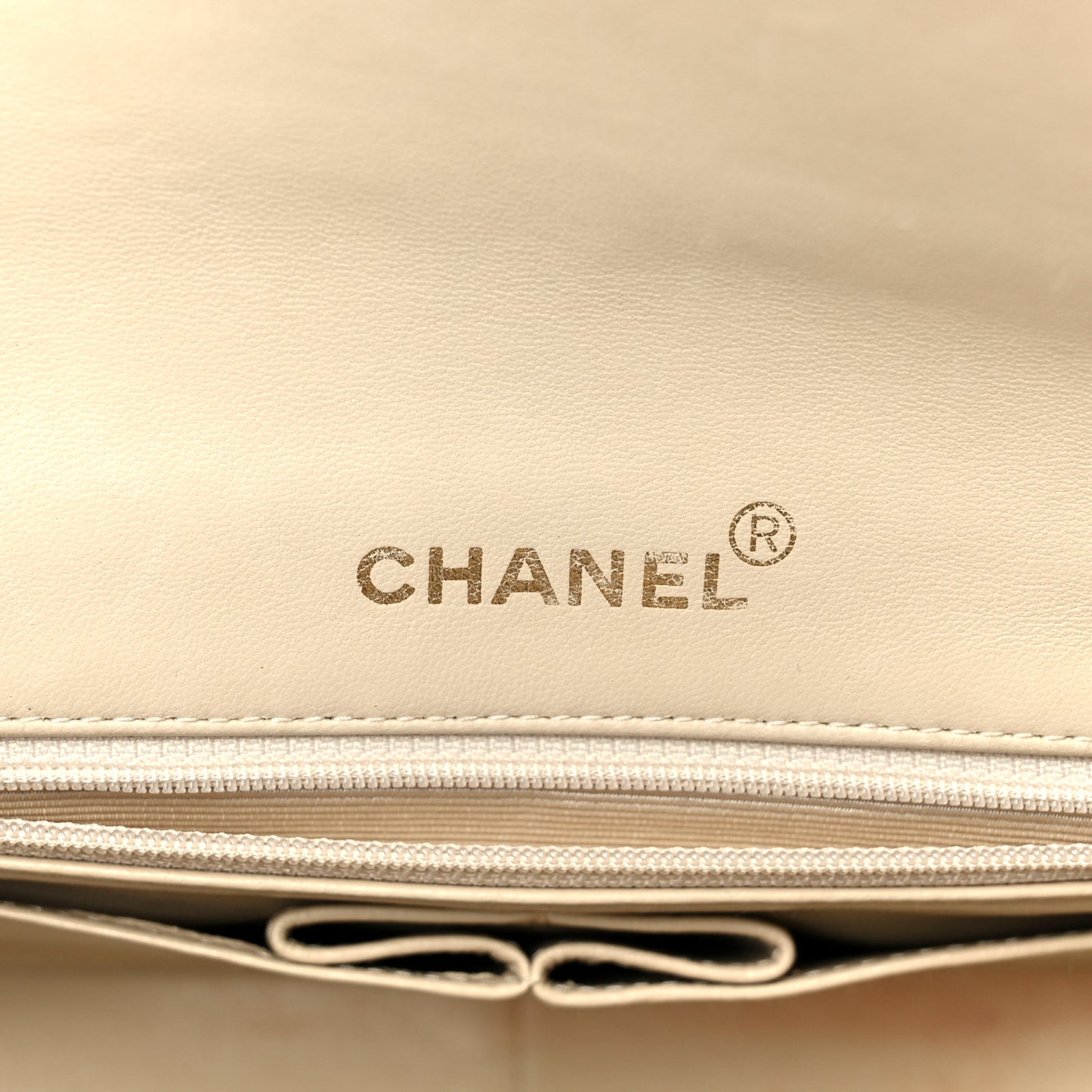 Lambskin Quilted Medium Single Flap Beige