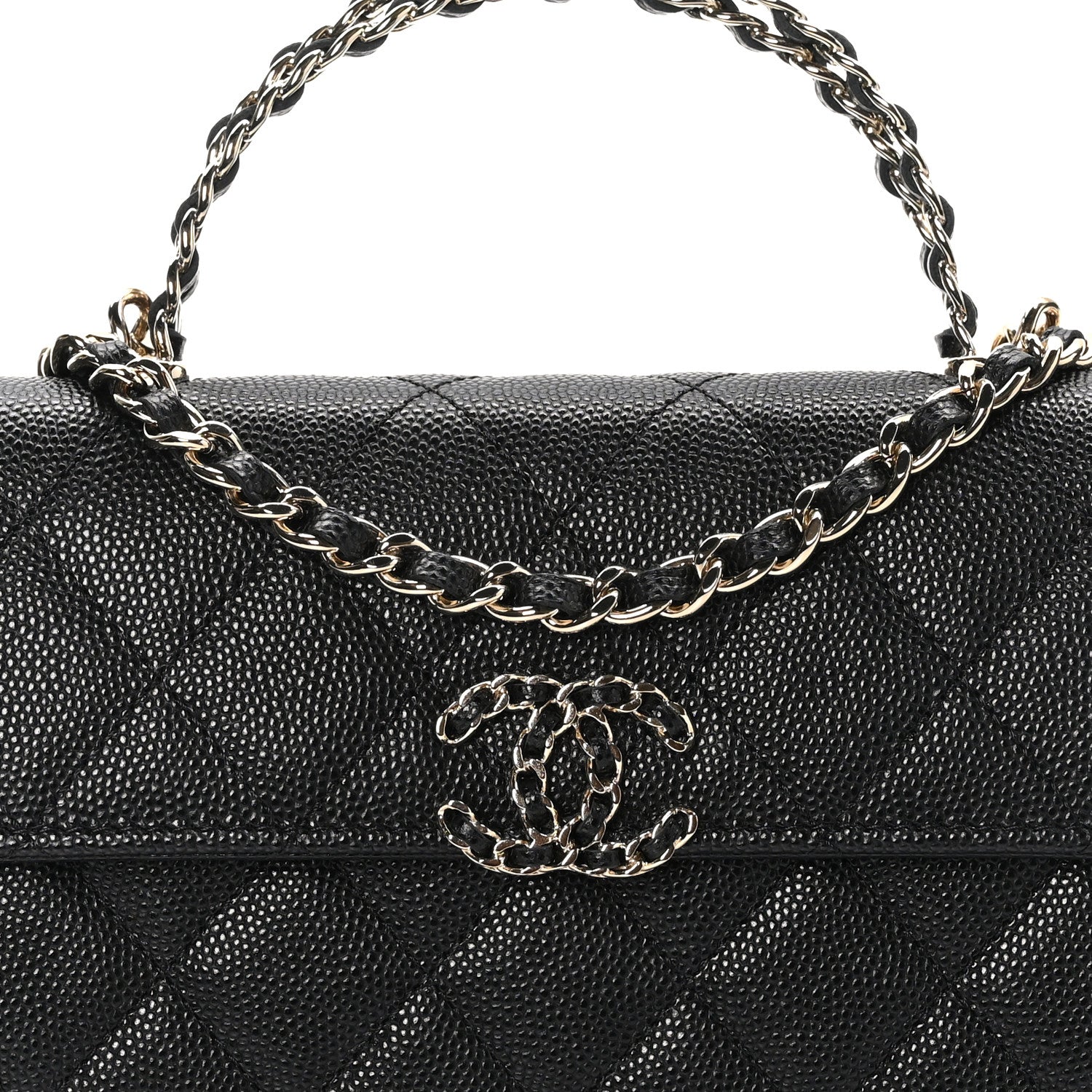 Chanel Caviar Quilted Chain Match Top Handle Phone Holder With Chain Black 8 of 11