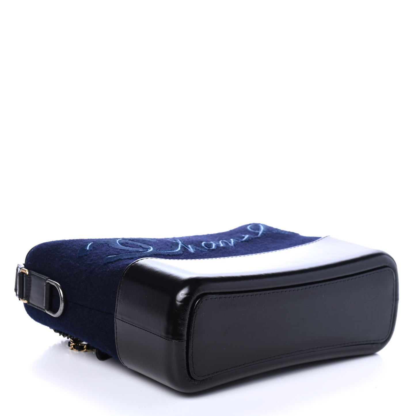 Wool Embroidered Medium Gabrielle Hobo Dark Navy Blue