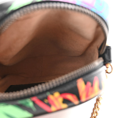 Gucci X KEN SCOTT Calfskin Matelasse Floral Infinity Mini GG Marmont Crossbody Bag Black Pink 5 of 10