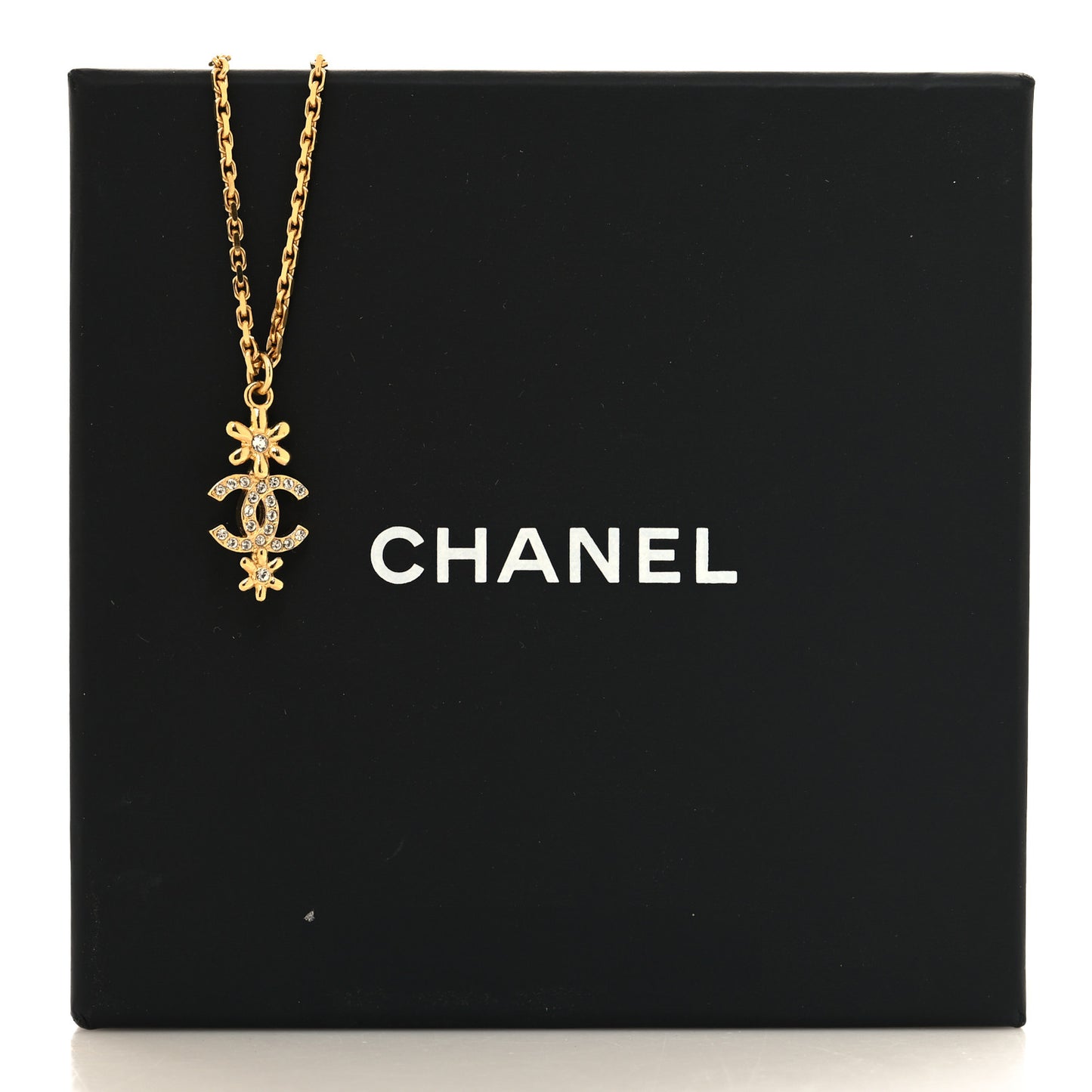 Pearl Crystal CC Flower Pendant Necklace Gold White