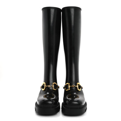 Gucci Rubber Horsebit Knee High Boots 37 Black 2 of 9