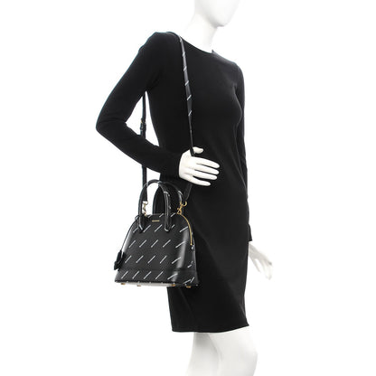 Balenciaga Calfskin Allover Logo S Ville Top Handle Bag Black White 2 of 9