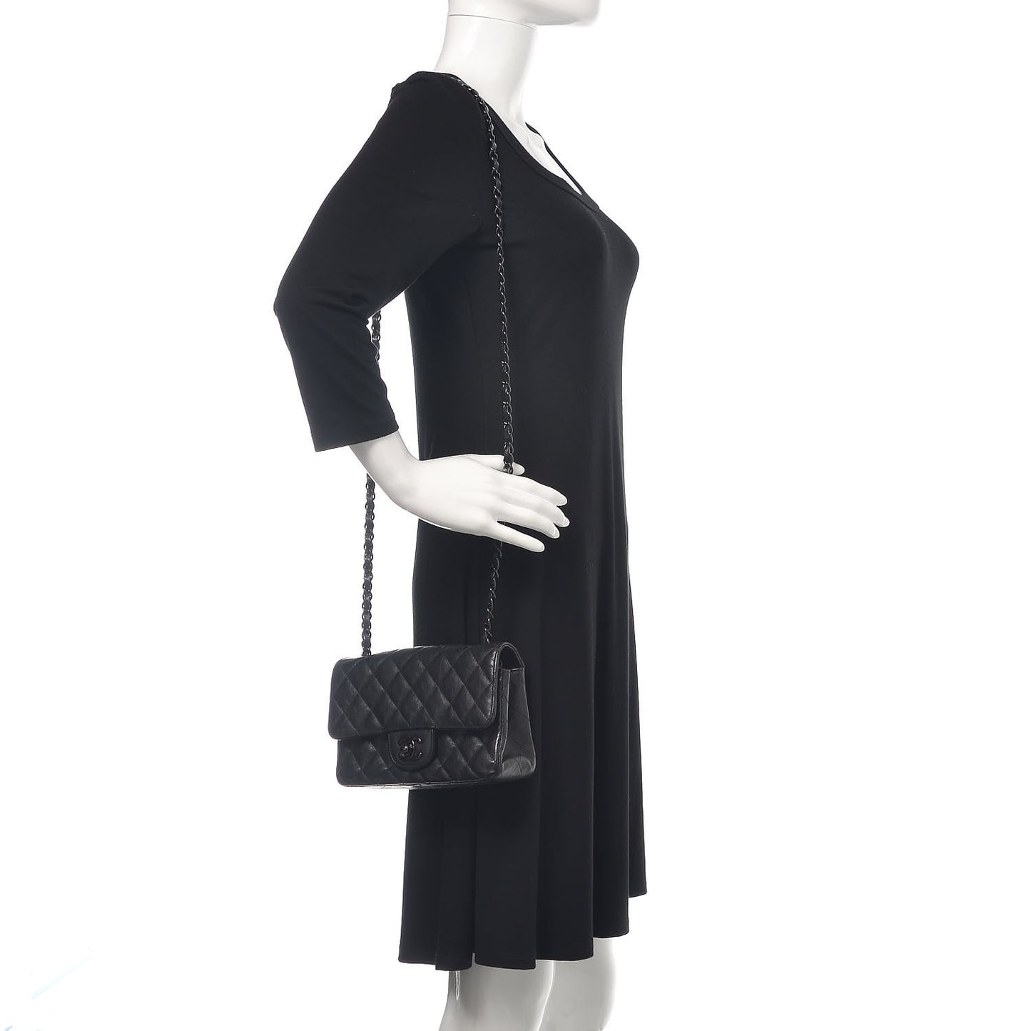 Crumpled Calfskin Quilted Mini Rectangular Flap So Black