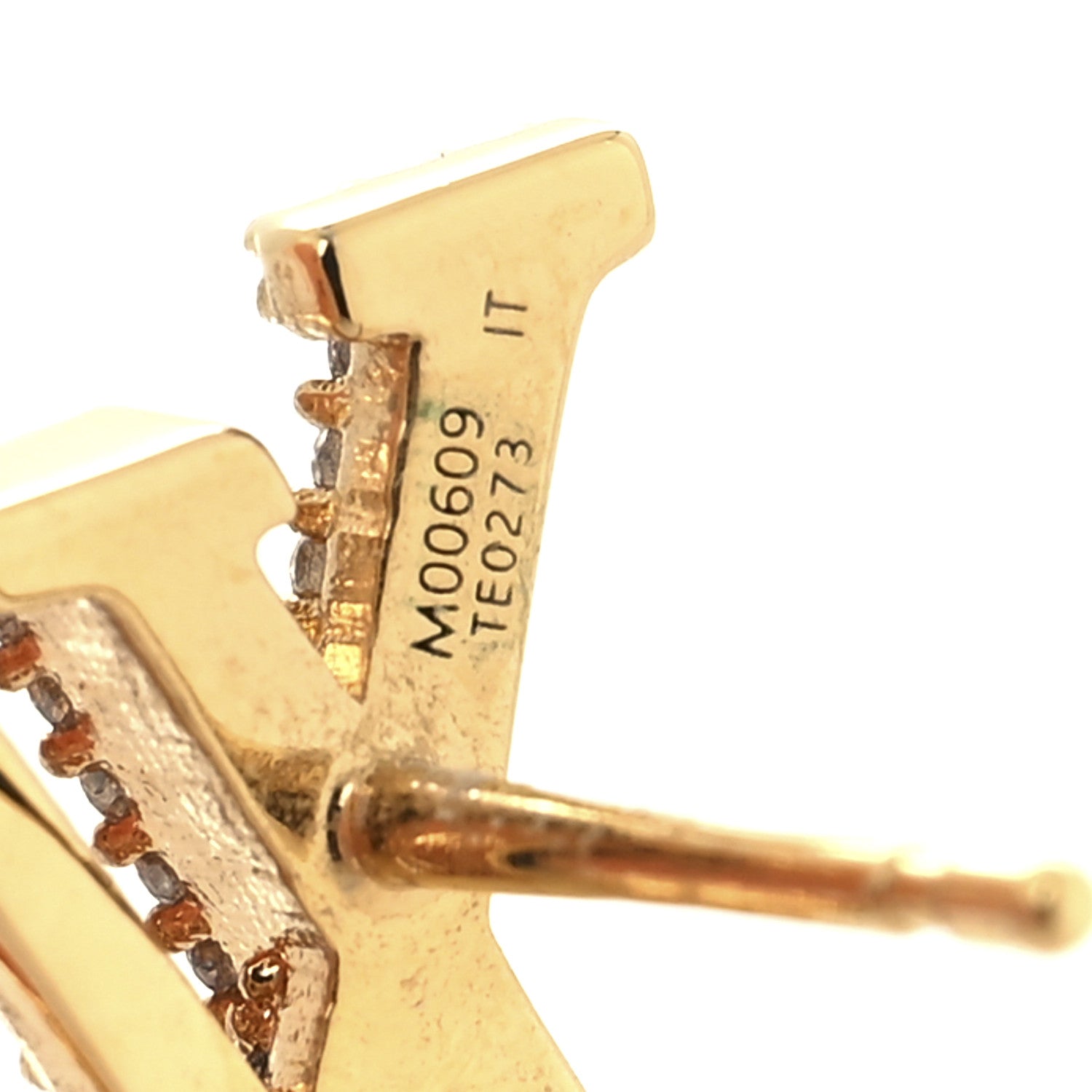 Louis Vuitton Metal Crystal LV Iconic Earrings Gold 5 of 6