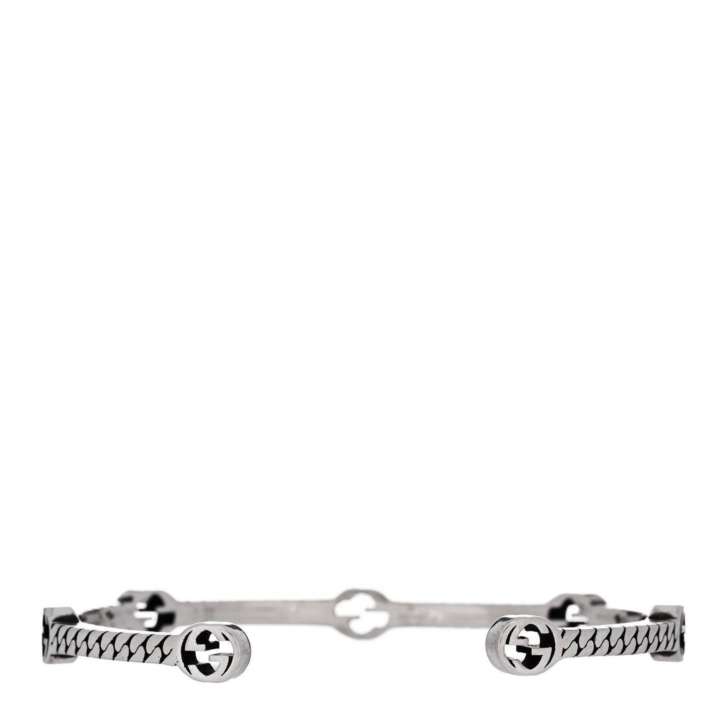 Sterling Silver Thin Interlocking G Cuff Bracelet 17