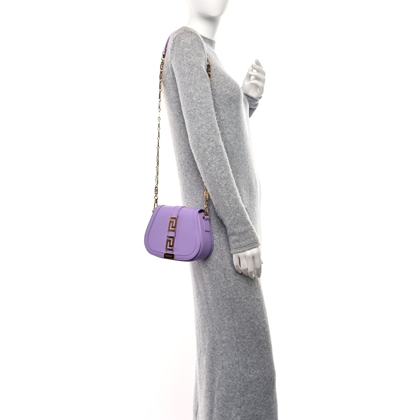 Calfskin Small Greca Goddess Shoulder Bag Lilac