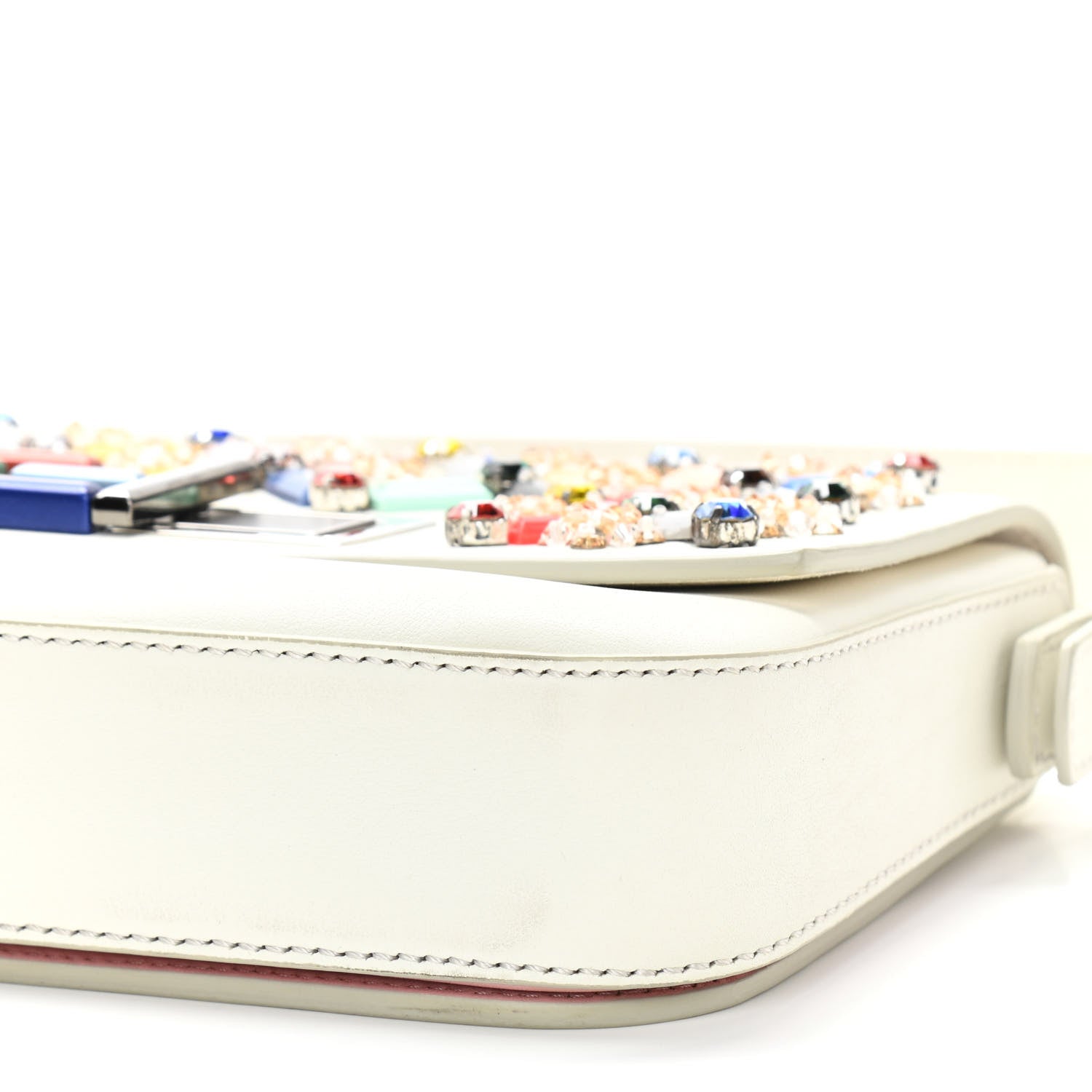 Fendi Vitello Dolce Crystal 3Baguette Shoulder Bag White Multicolor 11 of 11