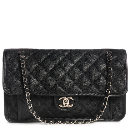 Chanel Caviar French Riviera Jumbo Flap Black 1 of 8
