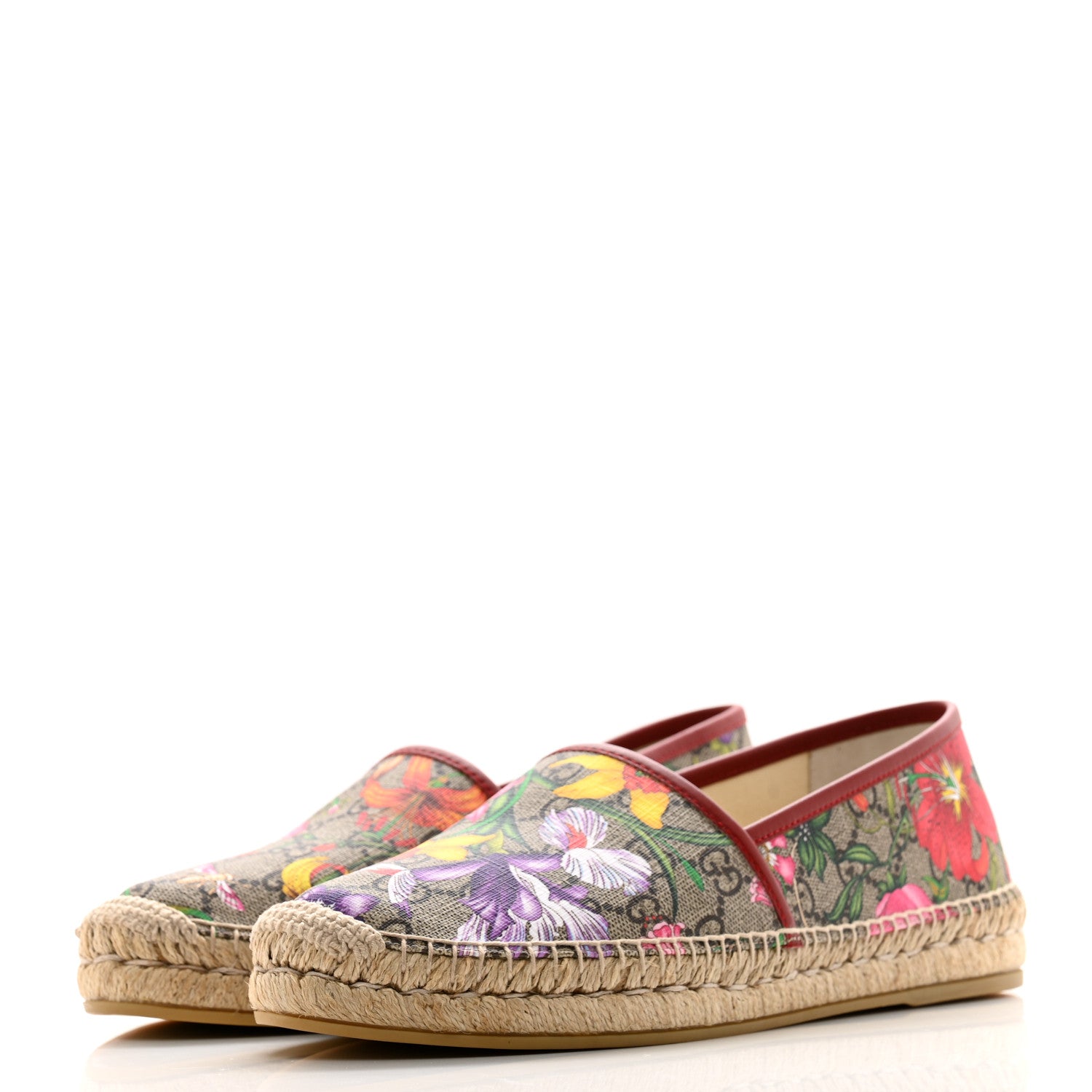 Gucci GG Supreme Monogram Tian Womens Espadrilles 41 Beige Multicolor Red 3 of 8