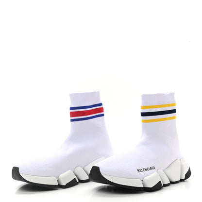 Balenciaga Technical 3D Recycled Knit Striped Womens Speed 2.0 Sneakers 39 White Multicolor 3 of 8