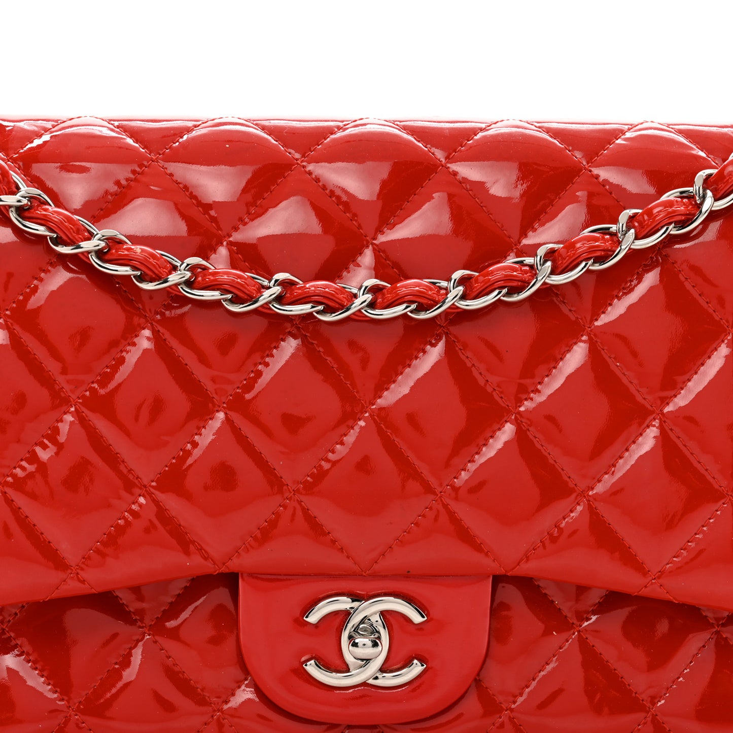 Patent Quilted Jumbo Double Flap Red
